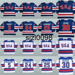 Sj98 1980 Miracle On Ice Hockey Jerseys 5 Mike Ramsey 9 Neal Broten 25 Buzz Schneider 100% Stitched Team USA Hockey Jersey