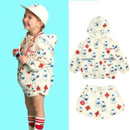 Clothing Sets Girls Sunprotective Summer 2023 Brands Hoodie Shorts Sunproof for Kids Cloth 230603