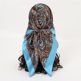 Scarves 2023 Women Brand Designer Scarf Aztec Paisley Floral Silk Stain Headband Square Small Handkerchief Neck Snood Bag Hijab 90 90Cm