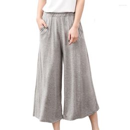 Women's Sleepwear Plus Size 6XL Modal Cropped Trousers Pyjama Pants Elastic Loose Wide-Leg High Waist Flared Pant Women Home