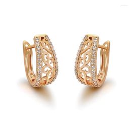 Hoop Earrings MxGxFam Zircon Flowers Pattern For Women Fashion Jewelry 585 Gold Plated 18 K Good Quality
