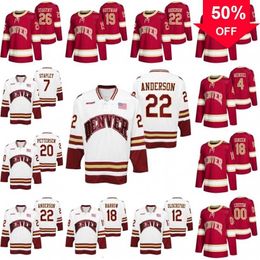 Mag A3740 Denver Pioneers NCAA College Hockey Jersey Ryan Barrow Brett Stapley Glenn Anderson Emilio Pettersen Ian Mitchell Paul Stastny Matt Carle