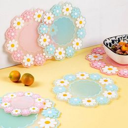 Table Mats 3 Size Heat Insulation Mat Daisy Flower Cup Home Office Anti-slip Coffee Milk Mug Bowl Pad Pot Holder