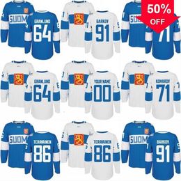 Mag MitNess 2016 World Cup of Hockey Finland Team Jersey 71 Leo Komarov 86 Teuvo Teravainen 91 Aleksander Barkov 64 Mikael Granlund Custom Hockey Jersey