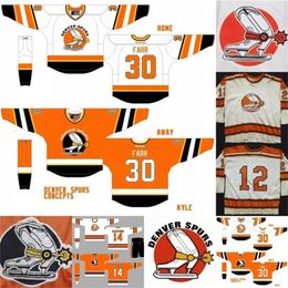 C2604 Mit Denver Hockey Jersey 12 Bob McCord 14 BACKSTROM 30 FARR 100% Stitched Embroidery s Custom Any Name Number Hockey Jerseys White Orange