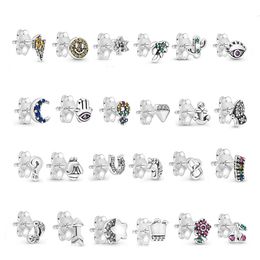 925 Silver Fit Pandora Earrings E Series Earrings Single Style Notes Versatile Temperament Fine Earrings Jewellery