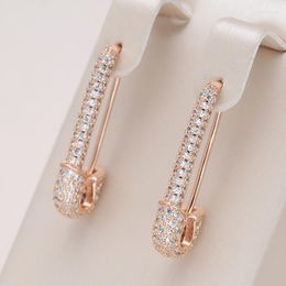 Dangle Earrings Kinel Full Zircon Personality Pin Shape Stud Modern Fashion Piercing Jewellery 585 Rose Gold Colour Gifts