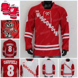 C2604 MitNess NCAA Wisconsin Badgers Hockey Jersey Cole Caufield Robbie Beydoun Linus Weissbach Dylan Holloway Ty Pelton-Byce Roman Ahcan Cameron Ty Ember