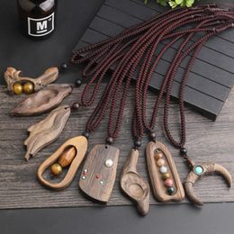 Pendant Necklaces Women Men Necklace Handmade Vintage Resin Wood Statement & Pendants Long Rope Wooden Jewelry Gifts