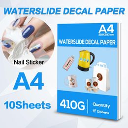 Paper 10Sheets Inkjet Water Slide Decal Transfer Paper A4 Waterslide Decal Paper for Inkjet Printer Transparent Printing Paper DIY Cup