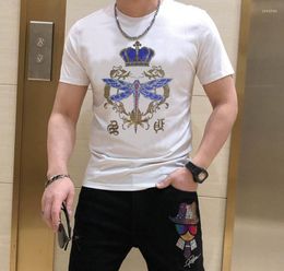 Men's T Shirts S-6XL Summer Men's T-shirt Luxury Designer Rhinestone Style Street Casual Short Sleeve Top