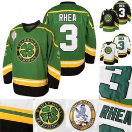 C2604 Mit Mens #3 Ross Rhea St. John'S Shamrocks Hockey Jersey 100% Stitched Hockey Jerseys with EMHL Patch S-XXXL