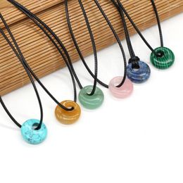 Pendant Necklaces Fashion Big Hole Beads Leather Rope For Women Men Natural Stone Crystal Agates Charms Choker Necklace Gift