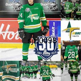 Sj98 2019-20 QMJHL 50 Anniversary Patch Val-d Or Foreurs Jersey 14 Dominic Chiasson 27 GAUCHER 28 NOEL 24 GAUCHER 21 GUENETTE CHL Hokcey Jerseys