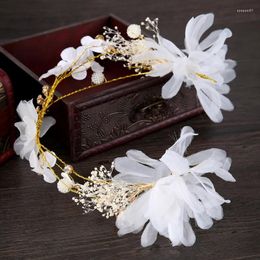 Hair Clips Korean Handmade Silk Yarn Band White Hay Starry Hairband Hoop Headdress Bridal Dress Accessories Wedding Jewellery