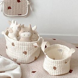 Diaper Pails Refills Cute Bear Embroidery Diaper Bag Nappy Organiser Cotton Mommy Bag born Baby Kids Storage Bags Basket for Laundry Clothes Toys 230603