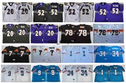 N85p Retro 52 Ray Lewis College Football Jersey 20 Ed Reed 1 Warren Moon 78 Anthony Munoz 7 Boomer Esiason 9 Steve McNair 34 Earl Campbell Purple White Blue Black Sz M-XXXL