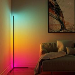 Floor Lamps 1.4m Corner RGB Remote Control LED Warm White Standing Lamp Angle Light Living Room Bedroom Home Decor