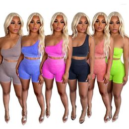Women's Tracksuits 2023 Summer Two Piece Set Women Crop Tops Biker Shorts Sexy Elegant Tracksuit Outfits 2 Pant Sets