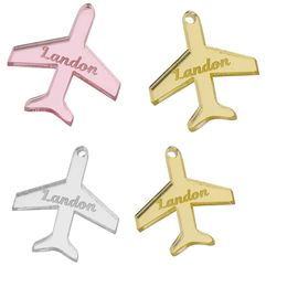 Other Event Party Supplies 50Pcs Personalized Airplane Name Tags Acrylic Invitation Cards Chocolate Tag Baby Shower Guest Wedding Decor 230603