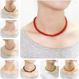 Choker Short Chain Necklace For Women Stone Quartzs Hematite Jades Chalcedony Amethysts Crystal Beads Ethnic Clavicle 39cm B496