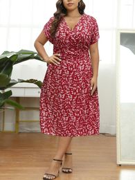 Plus Size Dresses Finjani Women's Floral Dress Wrap Tie Side Chic 2023 Polka Dot A-line Summer