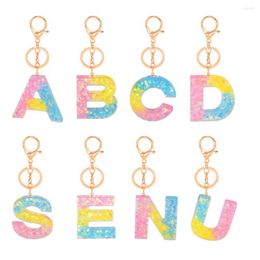 Keychains QIAMNI 26 Words Initial Keychain Resin A-Z Keyring Letters Candy Colour Pendant Purse Handbag Jewellery Accessories Gift