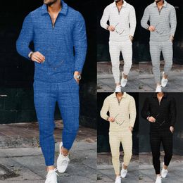 Men's Tracksuits 2023 Spring Autumn Men's Zipper Cotton Blended POLO Long Sleeve Set Suit Sportswear S-3XL