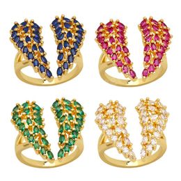 Chic Crystal Leafs Open Rings Exquisite Gold Color Adjustable Finger Ring Luxury Wedding Ring For Women Jewelry Accessories