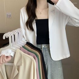 Women's Suits Lucyever Summer Thin Cropped Blazers Women Korean Style All-Match Single-Breasted Coats Female Solid Temperament Jacket