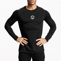 Men's T Shirts Fashion Men Fitness T-Shirts Autumn Breathable Long Sleeve Quick Dry Elastic Shirt Gyms Casual Basketball Training Clothing
