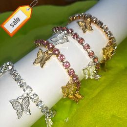 Lindas tornozeleiras de joias de cristal para bebês com a borboleta