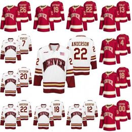 C2604 A3740 Denver Pioneers NCAA College Hockey Jersey Ryan Barrow Brett Stapley Glenn Anderson Emilio Pettersen Ian Mitchell Paul Stastny Matt Carle