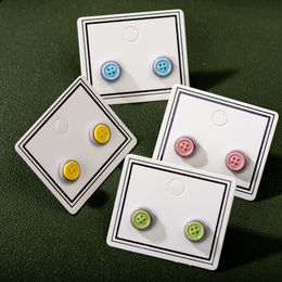 Button-shaped Multicolor Ceramic Earrings with Fun Designs Small Dot Earrings with Steel Pin Wholesale Z639