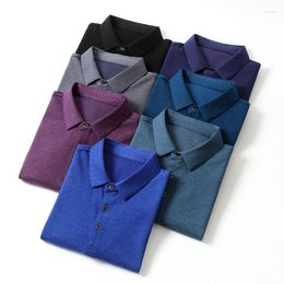 Men's T Shirts Spring Autumn 2023 Arrivals Men's Wool Solid Colour Long Sleeve T-Shirts Men Business Casual Turn Down Collar Shirt