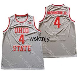 Wsk 2021 New NCAA College Ohio State Buckeyes Basketball Jersey 4 Duane Washington Jr. Grey Drop Shipping Size S-3XL