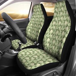 Car Seat Covers Mint Green With White Jasmine Flower Pattern Set Universal Fit Bucket Seats Cars Or SUVs Vintage Retro Style