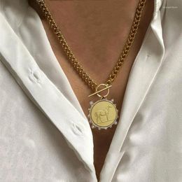 Choker Punk High Quality Chain Horse Coin Pendant Charm Necklace 2023 Summer Classic Versatile Collar