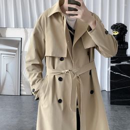 Men's Trench Coats Spring Causal Daily Overcoat Fashion Men's Korean Style Loose Windbreaker Mid-length Handsome Tops Men Cold Blouse