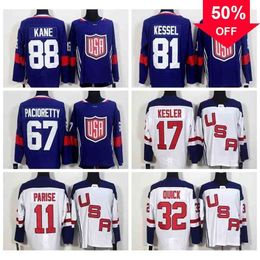 Mag World Cup 2016 Team USA Hockey Jerseys US 11 Zach Parise 88 Patrick Kane 81 Phil Kessel 32 Jonathan Quick 67 Max Pacioretty 17 Ryan Kesler