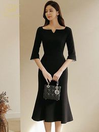 Dress H Han Queen Spring Summer Dress Elegant Vneck Sexy Mermaid Dresses Women 2022 Slim Fashion Female Clothing Office Wear Vestidos