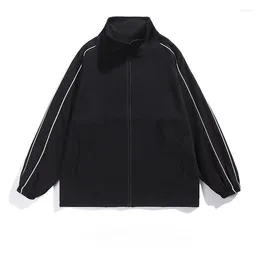 Women's Jackets Deeptown Korean Fashion Track Jacket Women Harajuku Oversized Zipper Gorpcore Black Casual Couple Outdoor Streetwear