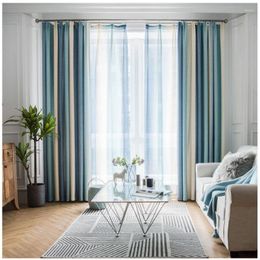 Curtain Colourful Thick Blackout Curtains For Kids Room Striped Living Bedroom Window Treatment Panel Drapes