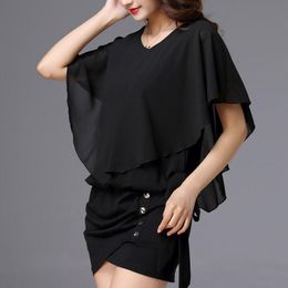 Dresses Summer dresses women big size short sleeve white dresses Chiffon office ladies dresses casual black party dresses women clothes