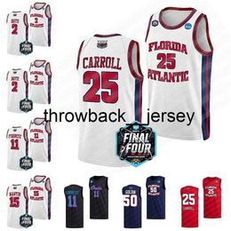 thr 2023 NCAA Final Four FAU Owls Basketball Jersey 25 Tre Carroll 11 Michael Forrest 1 Johnell Davis 2 Nicholas Boyd 15 Alijah Martin 50 Vladislav Goldin Jerseys