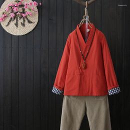 Ethnic Clothing Cotton Padded Chinese Style Women Winter Coat Vintage Thick Warm Jacket Hanfu Outwear Ladies Tops KK4204