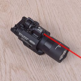 Tactical Airsoft Surefir X400 Ultra Flashlight Red Green Laser 20mm Picatinny Weaver Rail Mount 450 lumen X400U Gun Light-Red Laser Black