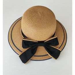 Wide Brim Hats Women's Summer Korean Style Large Brimmed Hat For Outdoor Travel Vacation Grass Bowknot Folding Beach