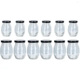 Dinnerware Sets 12 Pcs Honey Bottle Plastic Sauce Bottles Containers Lids Portable Mel Dispenser Mini Glass Jam Jar