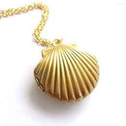 Chains Sea Locket Pendant Golden Brass Necklace Chain Necklaces 2023 Trend Aesthetic Gifts For Girls Daily Party Collares